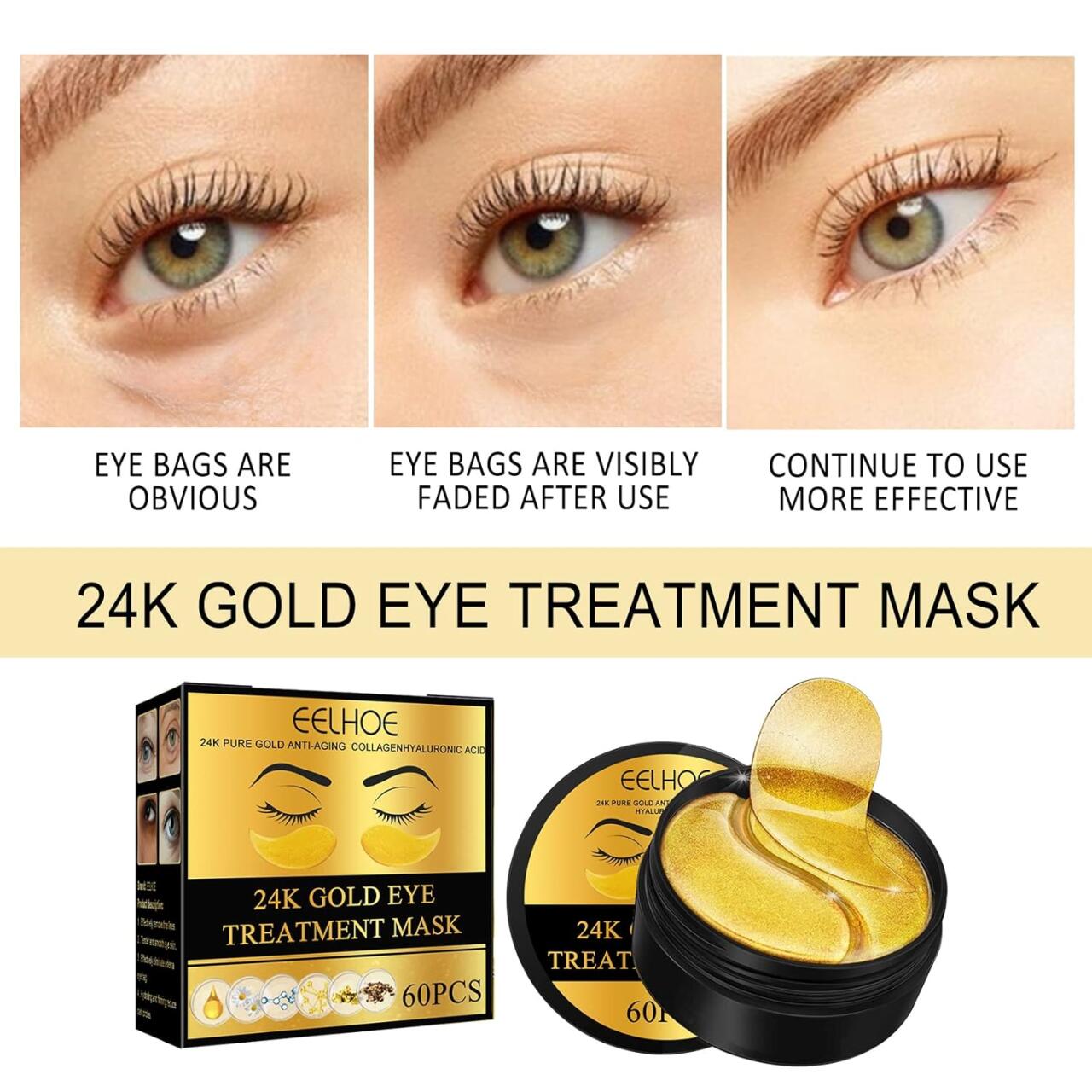 EELHOE 24K Gold Eye Taps – 60 unidades ✨👁️